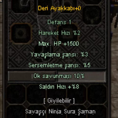  1500 HP - 8 SALDIRI HIZI - 5 SERSEM - 10 OK - DERİ AYAKKABI